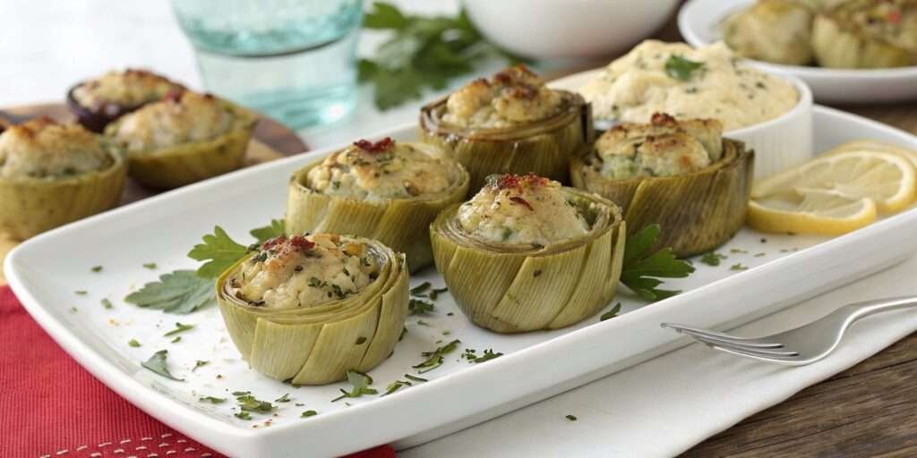 Mini stuffed artichokes, perfect for parties and gatherings.
