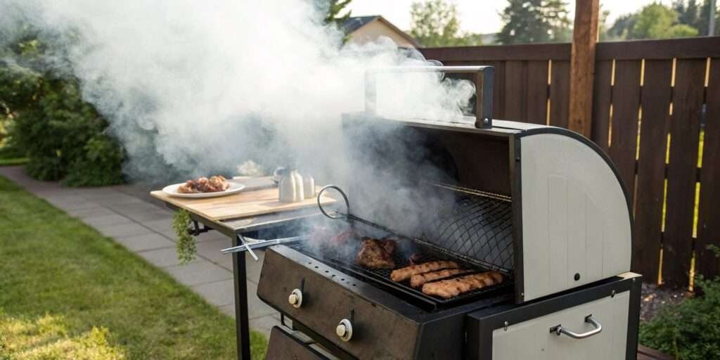 A Pit Boss grill modified into a full smoker with extra smoke output.
